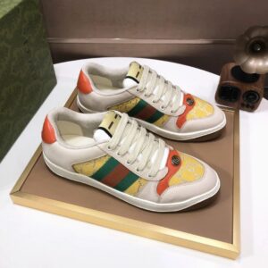 gucci distressed screener sneaker yellow