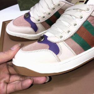gucci distressed screener sneaker beige