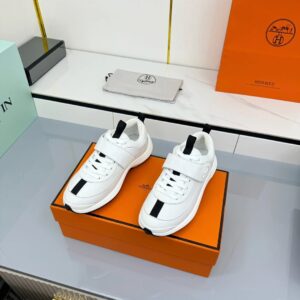hermes loop leather sneakers white