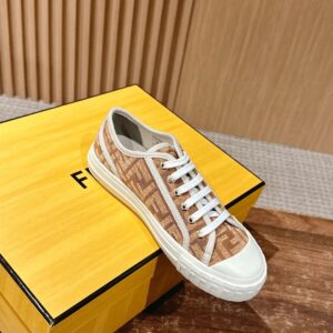 fendi canvas sneakers light brown