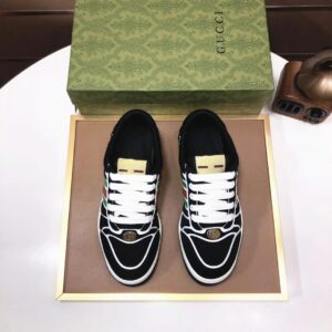 gucci distressed screener sneaker black