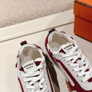 hermes jet suede sneakers white red