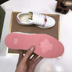 gucci distressed screener sneaker white pink