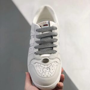 gucci distressed screener sneaker white