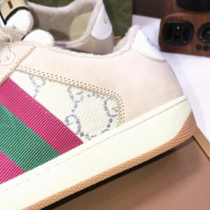 gucci distressed screener sneaker white