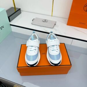 hermes loop leather sneakers blue