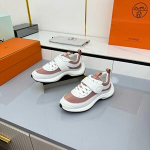hermes loop leather sneakers pink