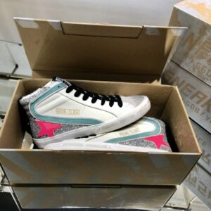 golden goose slide high top sneakers red green