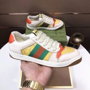 gucci distressed screener sneaker yellow