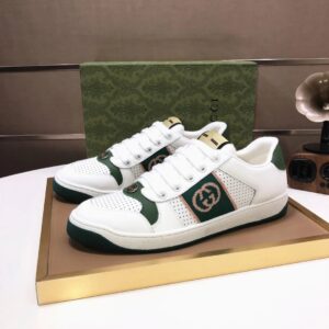 gucci distressed screener sneaker white green