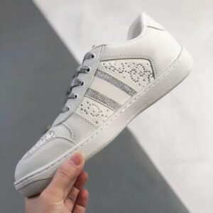 gucci distressed screener sneaker white