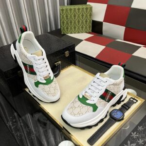 gucci signature sneakers white green