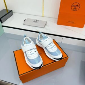hermes loop leather sneakers blue