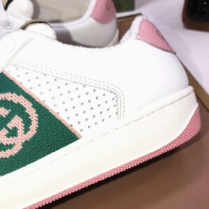 gucci distressed screener sneaker white pink