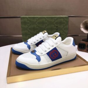 gucci distressed screener sneaker white blue