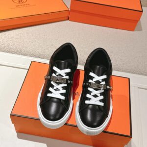 hermes day leather sneakers black