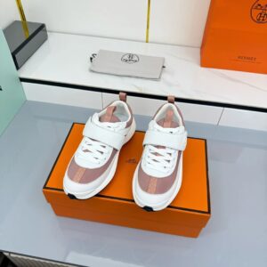 hermes loop leather sneakers pink