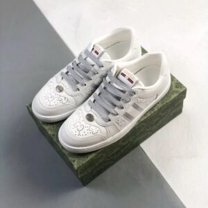 gucci distressed screener sneaker white