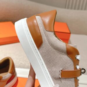hermes day leather sneakers brown