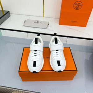 hermes loop leather sneakers white