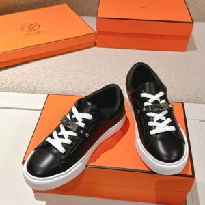 hermes day leather sneakers black