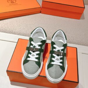 hermes day leather sneakers green
