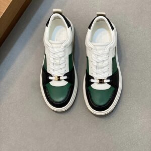 ferragamo napa leather sneakers black green white
