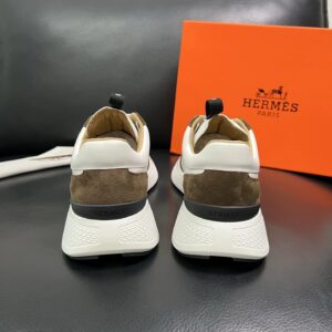 hermes jet leather sneakers brown