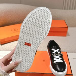 hermes day leather sneakers black