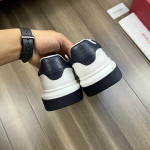 ferragamo casual napa leather mesh sneakers navy white