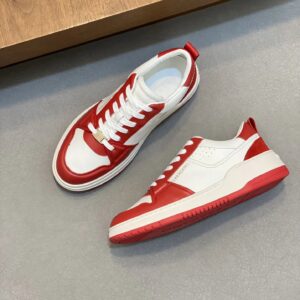 ferragamo napa leather sneakers red white