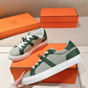hermes day leather sneakers green