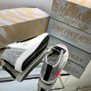 golden goose slide high top sneakers red green