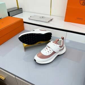hermes loop leather sneakers pink