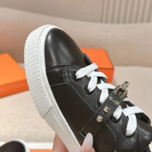 hermes day leather sneakers black