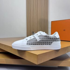 hermes day nappa sneakers white gray