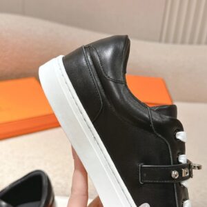 hermes day leather sneakers black