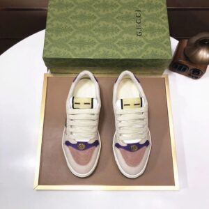 gucci distressed screener sneaker beige