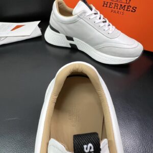 hermes jet leather sneakers white