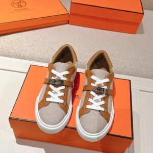 hermes day leather sneakers brown