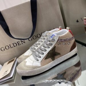 golden goose sky star high tops sneakers red brown