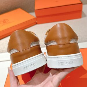 hermes day leather sneakers brown
