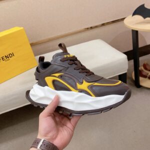 fendi flow cowhide sneakers brown
