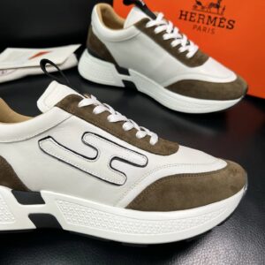 hermes jet leather sneakers brown