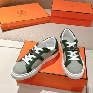 hermes day leather sneakers green