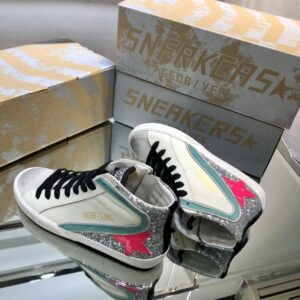 golden goose slide high top sneakers red green