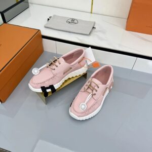 hermes loop leather sneakers pink black