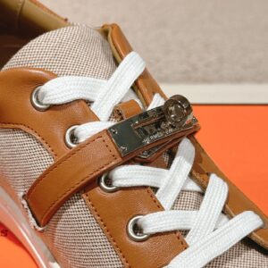 hermes day leather sneakers brown