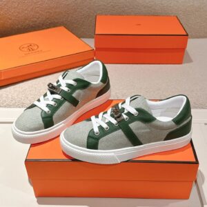 hermes day leather sneakers green