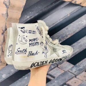 golden goose francy high top sneakers grey graffiti